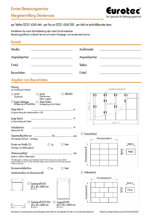 Formularz zapytania Wyznaczanie ilosci dla tarasu kamiennego